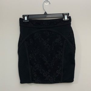 Free People Black Floral Lace Inset Mini Skirt Size XS